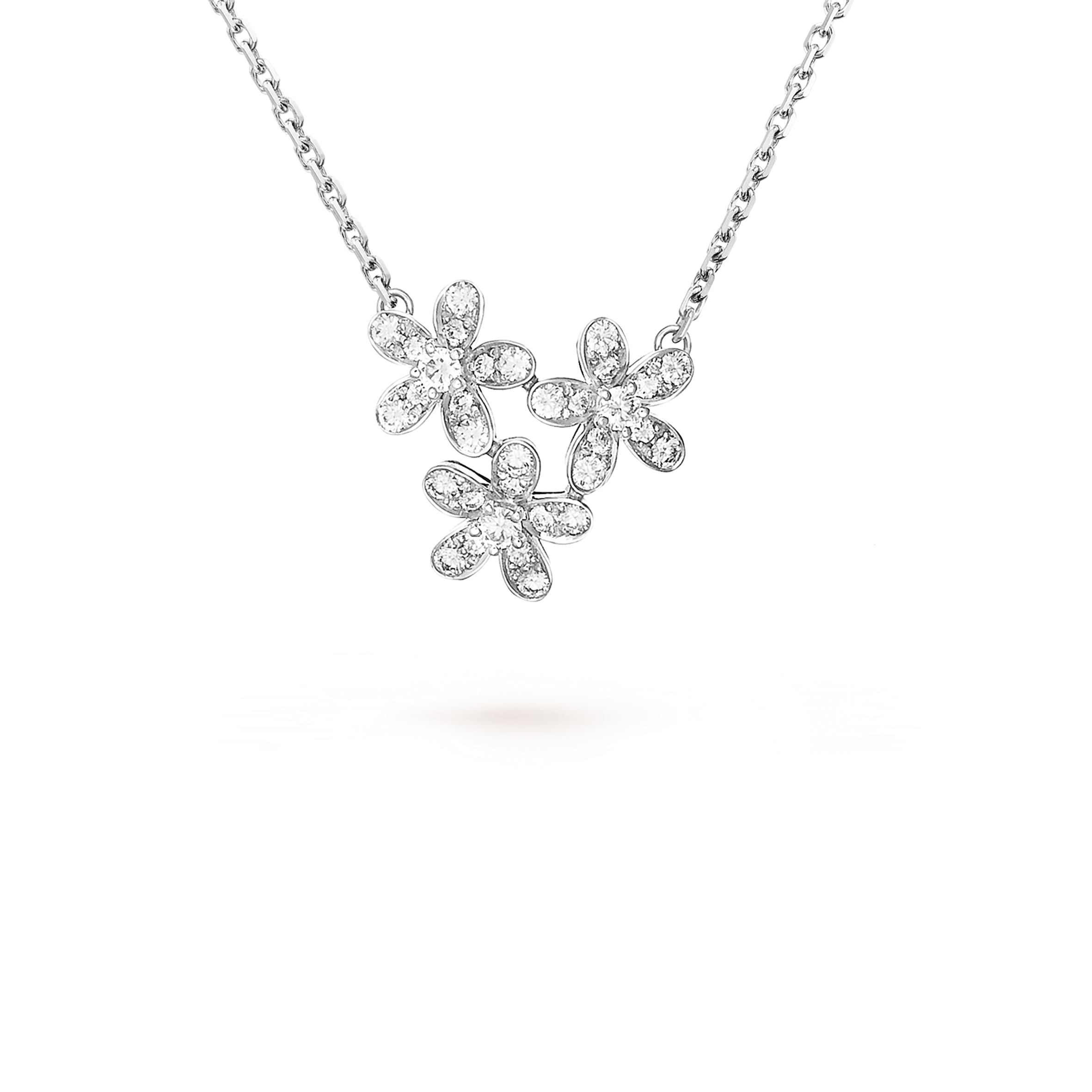 V*N CL*F arpels socrate pendant, 3 flowers - white gold, diamond  vcarb14900